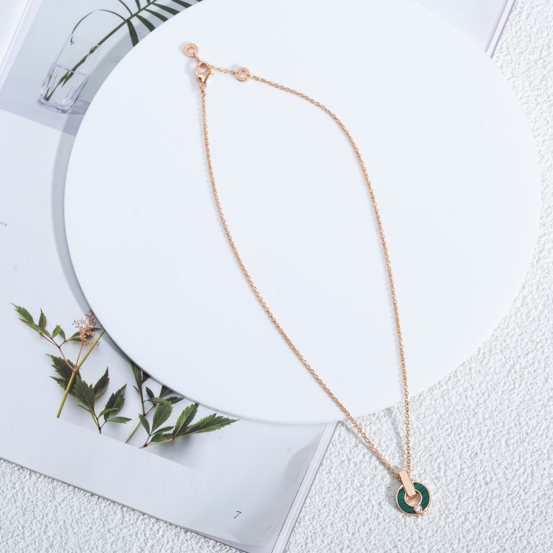 [Glow Muse]GARI NECKLACE PINK GOLD MALACHITE