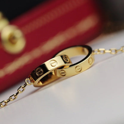 [Glow Muse]LOVE NECKLACE DOUBLE RING GOLD