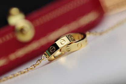 [Glow Muse]LOVE NECKLACE DOUBLE RING GOLD