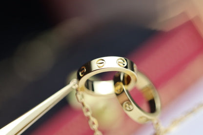 [Glow Muse]LOVE NECKLACE DOUBLE RING GOLD