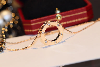 [Glow Muse]LOVE NECKLACE 16MM 6 DIAMONDS PINK GOLD