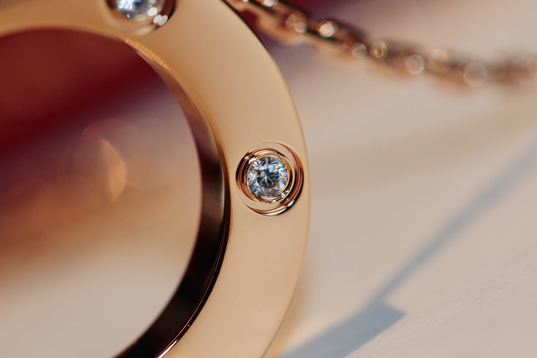[Glow Muse]LOVE NECKLACE 16MM 6 DIAMONDS PINK GOLD