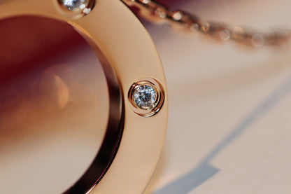 [Glow Muse]LOVE NECKLACE 16MM 6 DIAMONDS PINK GOLD