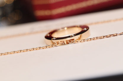 [Glow Muse]LOVE NECKLACE 16MM 6 DIAMONDS PINK GOLD