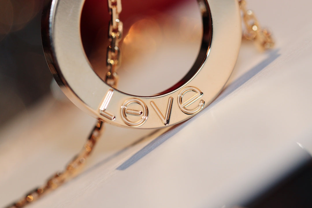 [Glow Muse]LOVE NECKLACE 16MM 6 DIAMONDS PINK GOLD