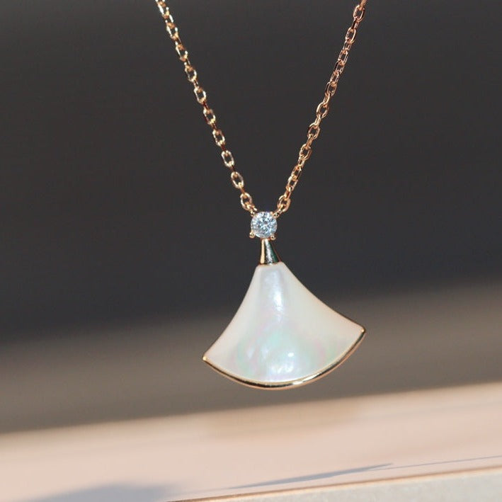 [Glow Muse]DREAM NECKLACE WHITE MOP PINK GOLD 1 DIAMOND