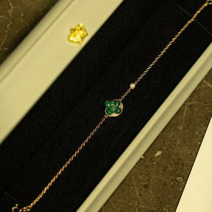 [Glow Muse]SUN MALACHITE 1 DIAMOND PINK GOLD BRACELET
