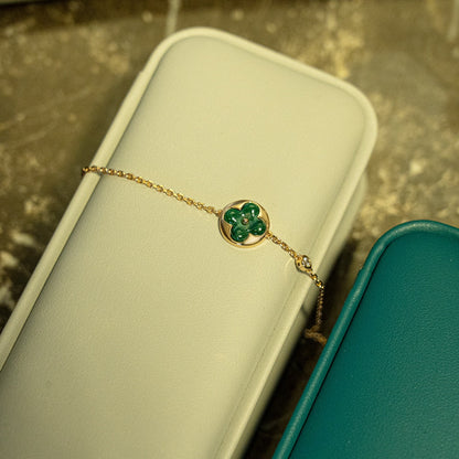 [Glow Muse]SUN MALACHITE 1 DIAMOND PINK GOLD BRACELET