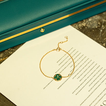 [Glow Muse]SUN MALACHITE 1 DIAMOND PINK GOLD BRACELET