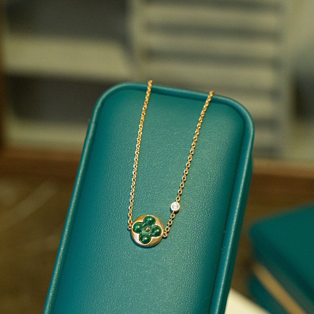 [Glow Muse]SUN MALACHITE 1 DIAMOND PINK GOLD BRACELET