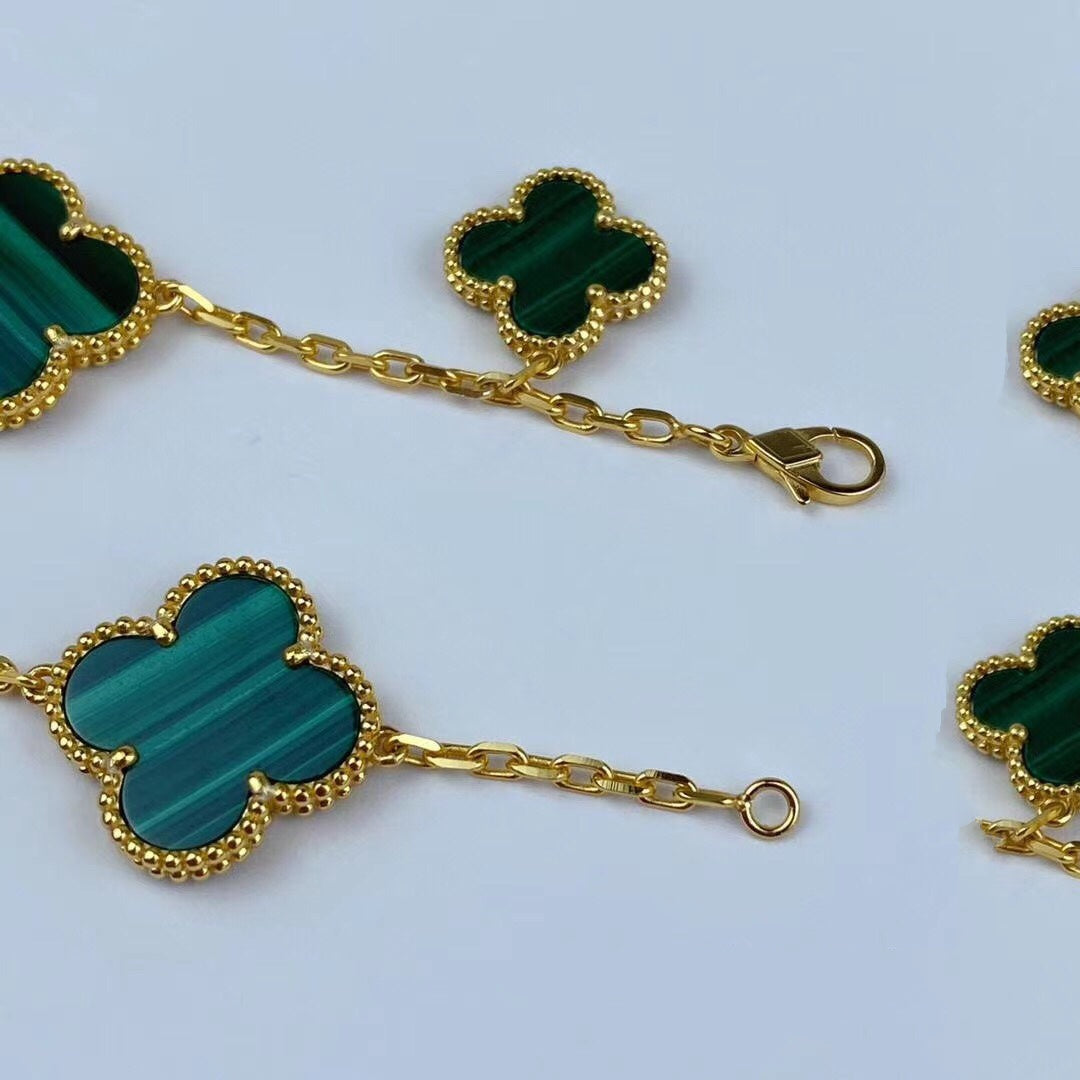 [Glow Muse]MAGIC CLOVER MALACHITE GOLD BRACELET 5 MOTIFS