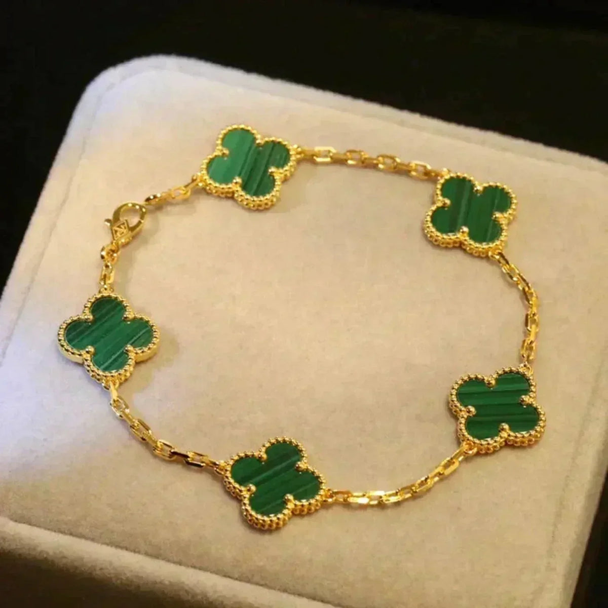 [⭐Glow Muse] CLOVER 5 MOTIF MALACHITE BRACELET COLLECTION