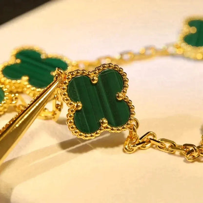 [⭐Glow Muse] CLOVER 5 MOTIF MALACHITE BRACELET COLLECTION