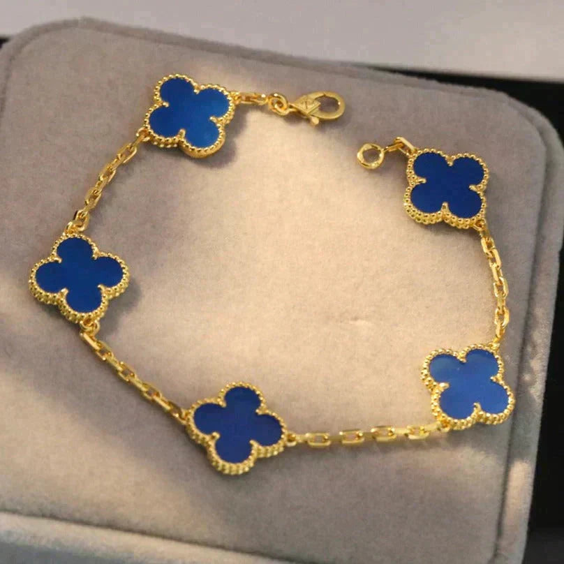 [⭐Glow Muse] CLOVER 5 MOTIF BLUE AGATE BRACELET COLLECTION
