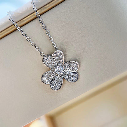 [Glow Muse]CLOVER DIAMOND NECKLACE SILVER