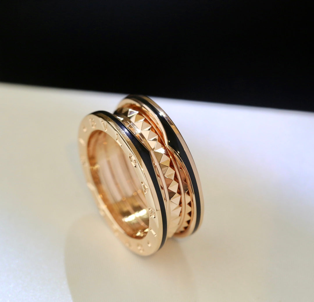 [Glow Muse]ZERO 1 PINK GOLD BLACK CERAMIC RING