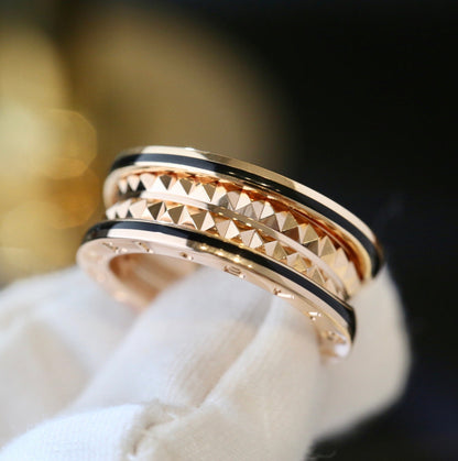 [Glow Muse]ZERO 1 PINK GOLD BLACK CERAMIC RING