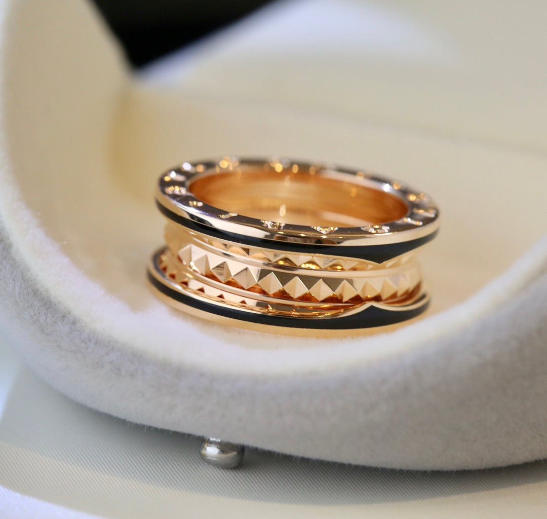 [Glow Muse]ZERO 1 PINK GOLD BLACK CERAMIC RING