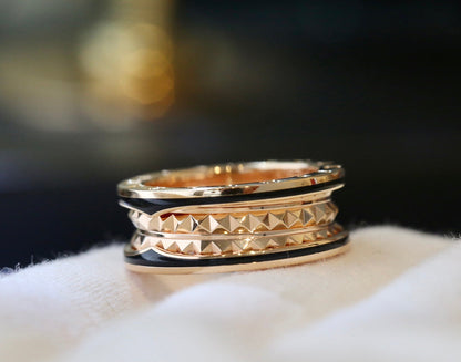 [Glow Muse]ZERO 1 PINK GOLD BLACK CERAMIC RING