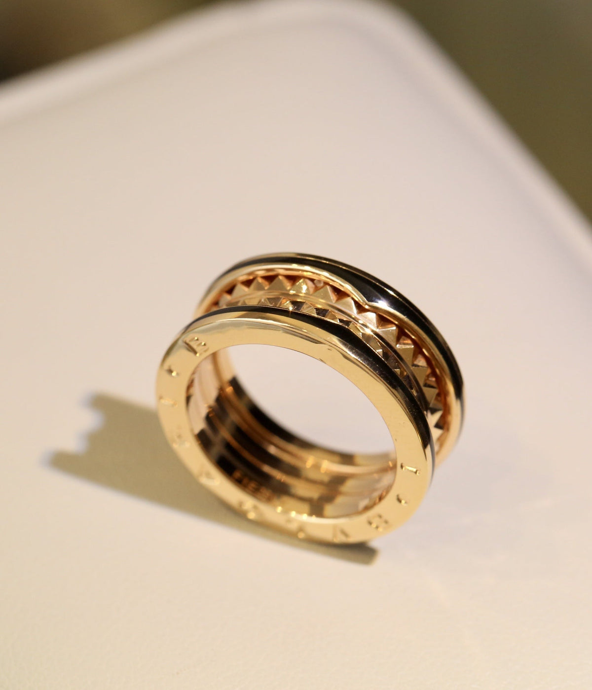 [Glow Muse]ZERO 1 PINK GOLD BLACK CERAMIC RING