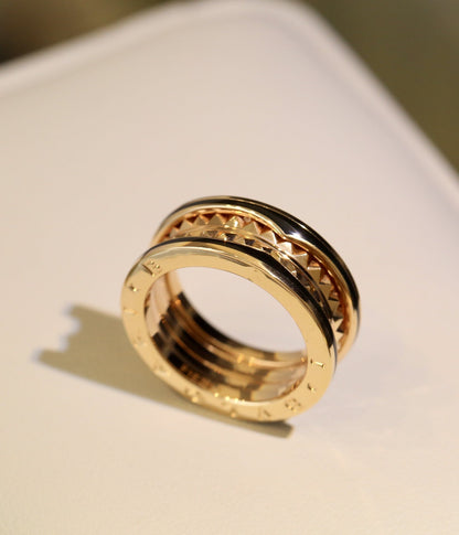 [Glow Muse]ZERO 1 PINK GOLD BLACK CERAMIC RING