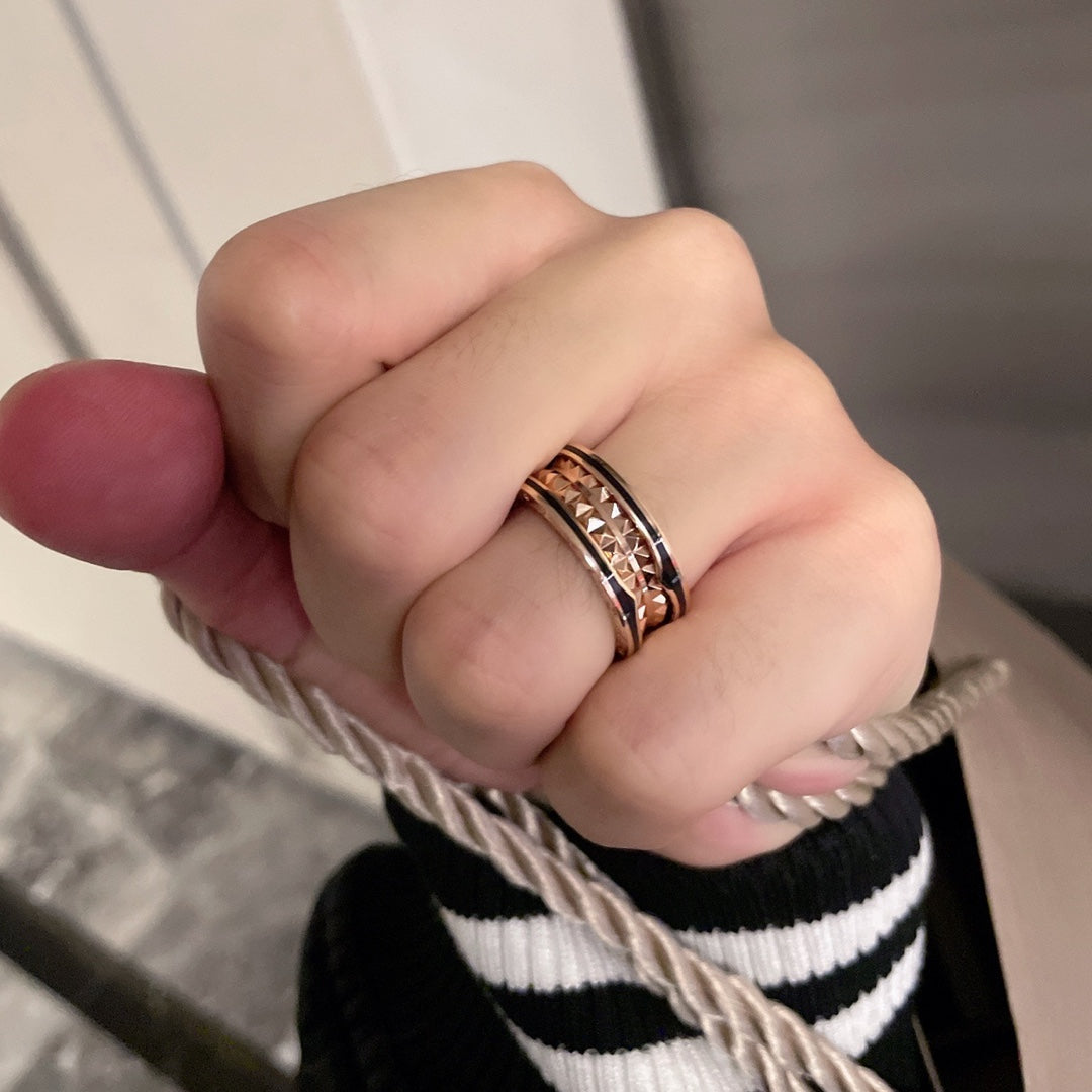 [Glow Muse]ZERO 1 PINK GOLD BLACK CERAMIC RING