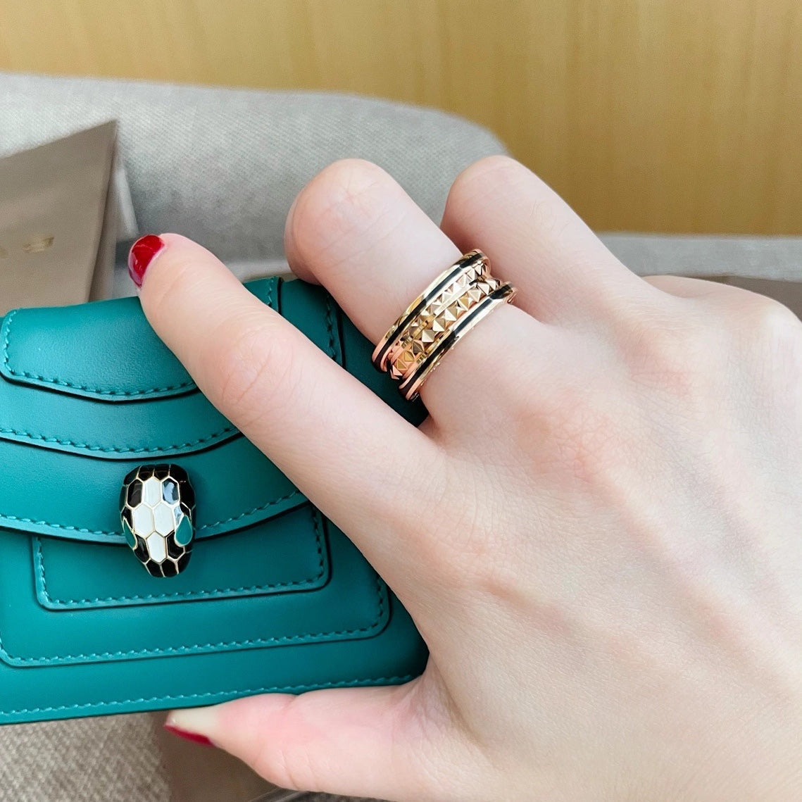 [Glow Muse]ZERO 1 PINK GOLD BLACK CERAMIC RING