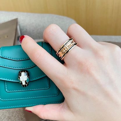[Glow Muse]ZERO 1 PINK GOLD BLACK CERAMIC RING