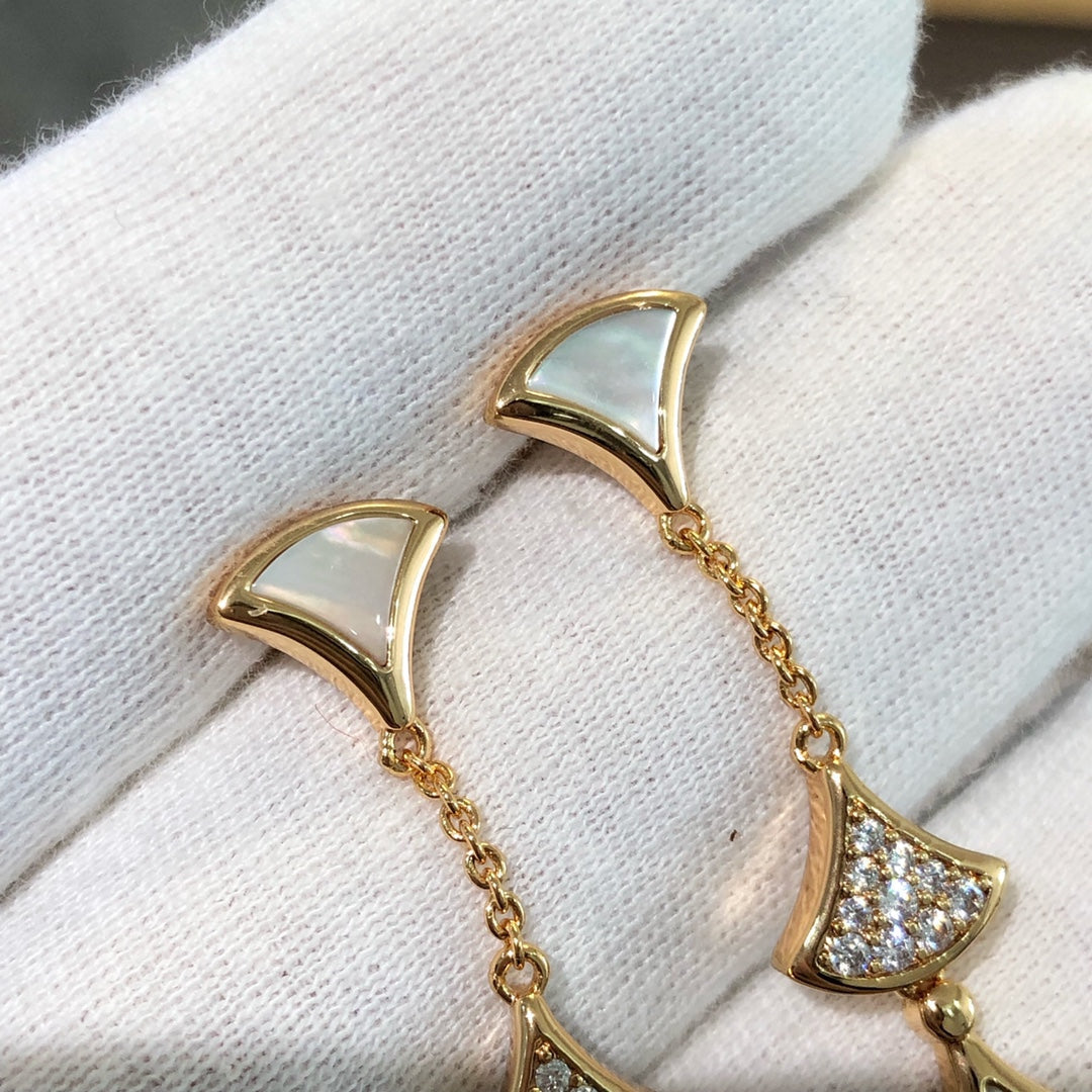 [Glow Muse]DREAM EARRINGS 3 MOTIFS DIAMOND MOP PINK GOLD