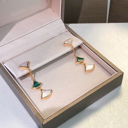 [Glow Muse]DREAM EARRINGS 3 MOTIFS MALACHITE MOP PINK GOLD