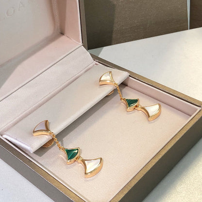[Glow Muse]DREAM EARRINGS 3 MOTIFS MALACHITE MOP PINK GOLD