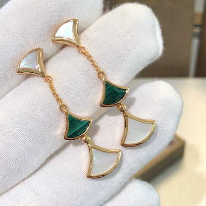 [Glow Muse]DREAM EARRINGS 3 MOTIFS MALACHITE MOP PINK GOLD