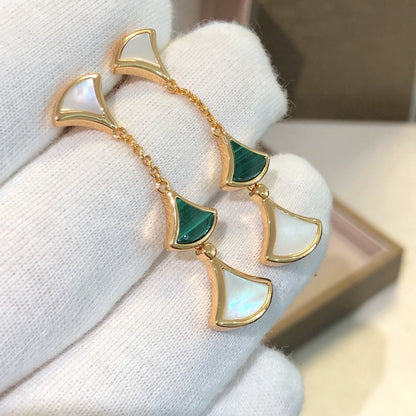 [Glow Muse]DREAM EARRINGS 3 MOTIFS MALACHITE MOP PINK GOLD