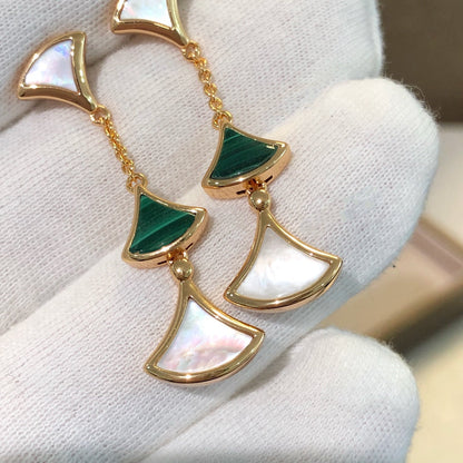 [Glow Muse]DREAM EARRINGS 3 MOTIFS MALACHITE MOP PINK GOLD