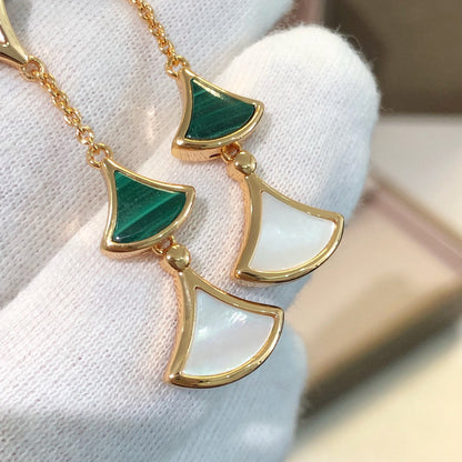 [Glow Muse]DREAM EARRINGS 3 MOTIFS MALACHITE MOP PINK GOLD