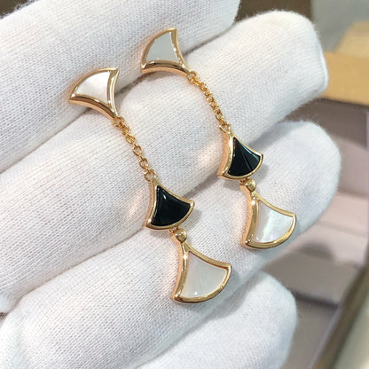 [Glow Muse]DREAM EARRINGS 3 MOTIFS ONYX MOP PINK GOLD