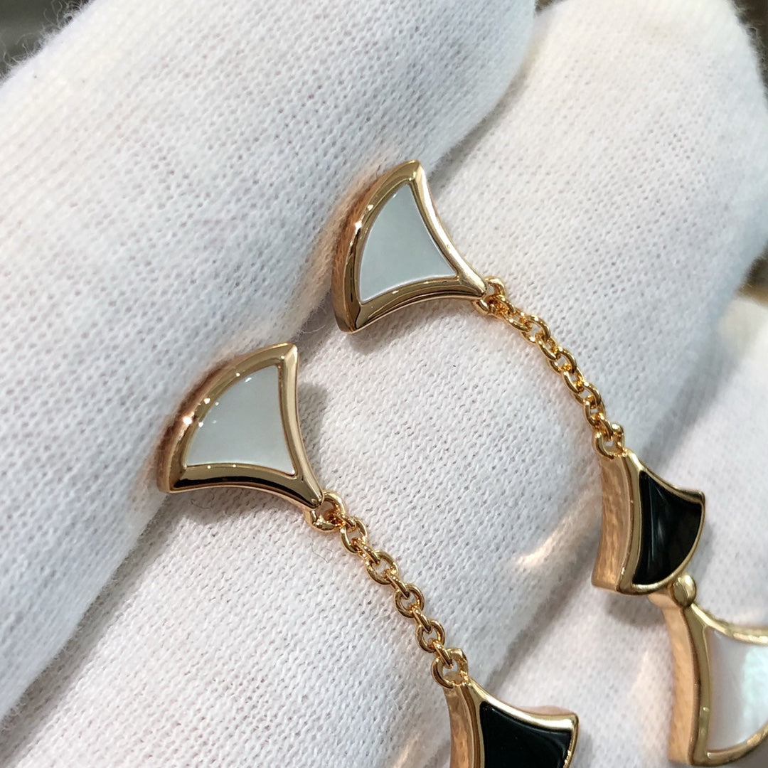 [Glow Muse]DREAM EARRINGS 3 MOTIFS ONYX MOP PINK GOLD