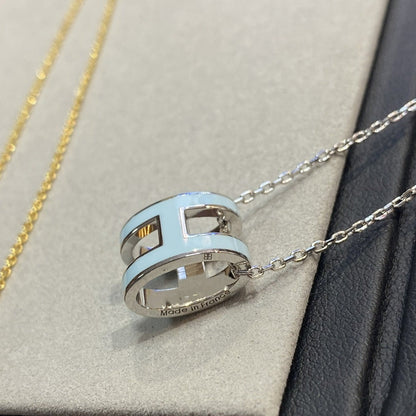 [Glow Muse]POP H LIGHT BLUE NECKLACE