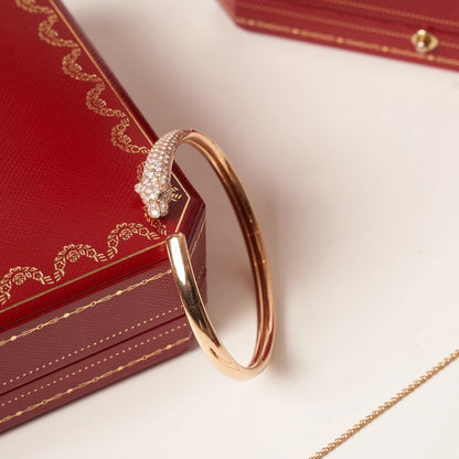 [Glow Muse]PANTHERE ROSE GOLD DIAMOND OPEN BRACELET