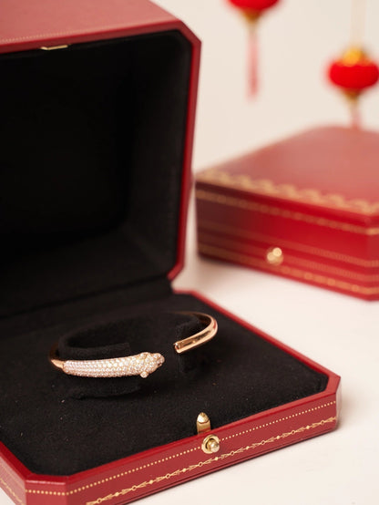 [Glow Muse]PANTHERE ROSE GOLD DIAMOND OPEN BRACELET