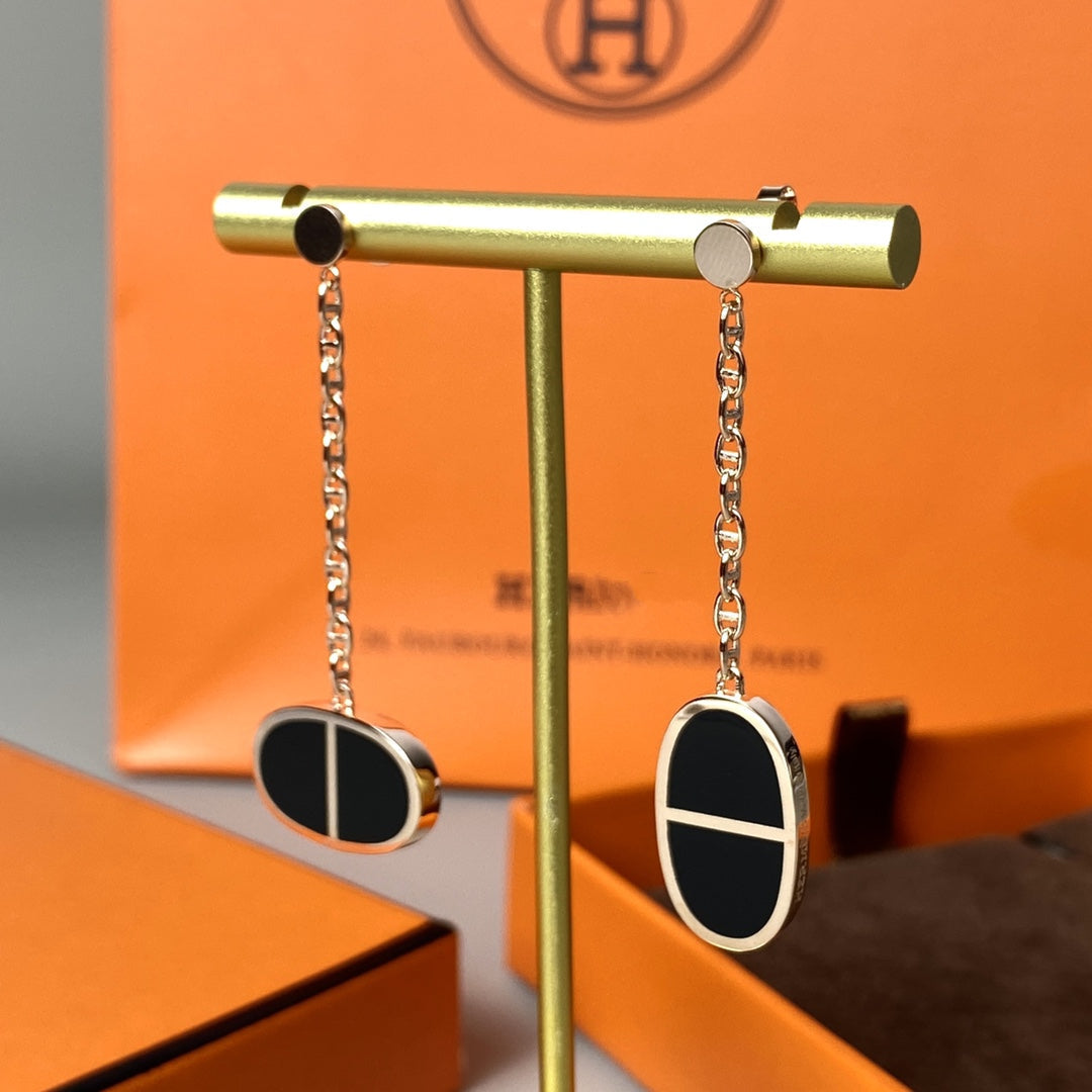 [Glow Muse]CHAINE VERSO BLACK CERAMIC EARRINGS