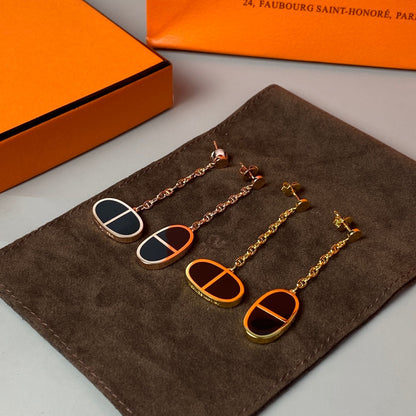 [Glow Muse]CHAINE VERSO BLACK CERAMIC EARRINGS