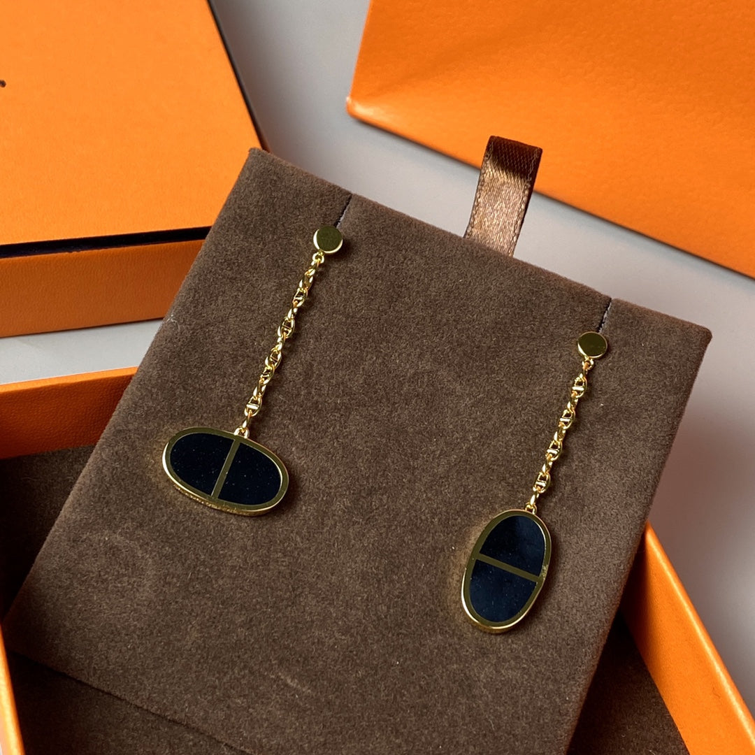 [Glow Muse]CHAINE VERSO BLACK CERAMIC EARRINGS