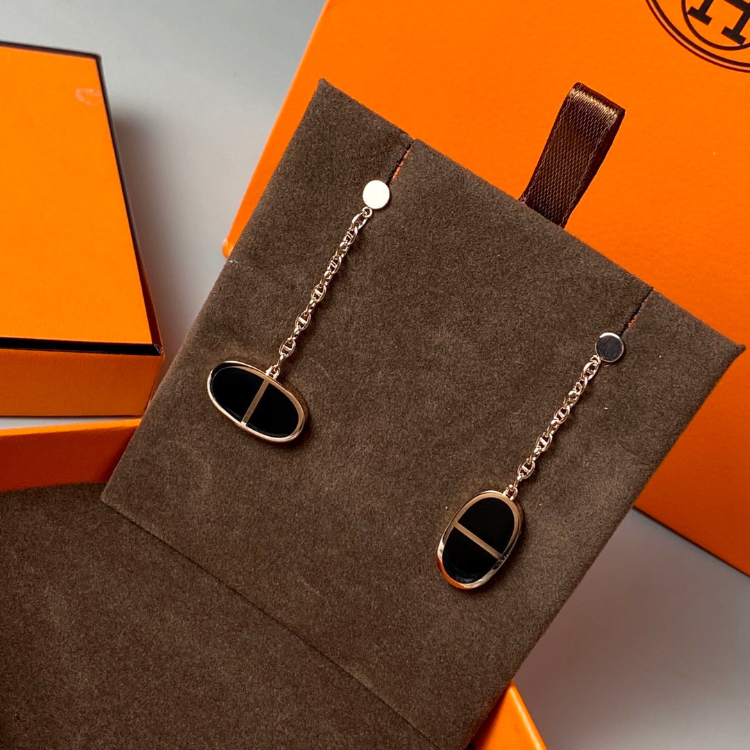 [Glow Muse]CHAINE VERSO BLACK CERAMIC EARRINGS