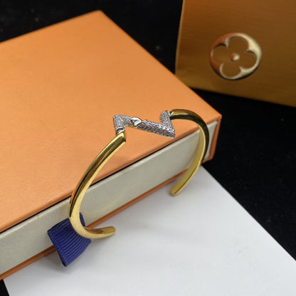 [Glow Muse]VOLTE UPSITE DOWN DIAMOND GOLD OPEN BRACELET