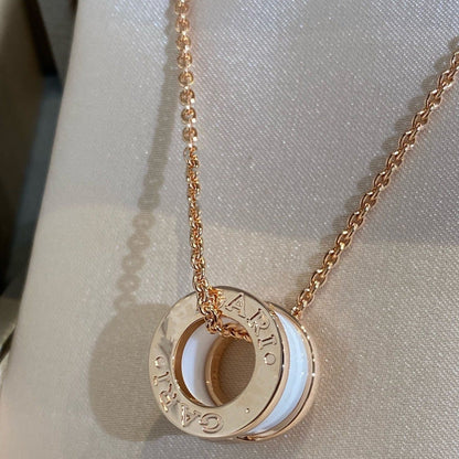 [Glow Muse]ZERO 1 WHITE CERAMIC PINK GOLD NECKLACE