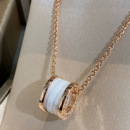 [Glow Muse]ZERO 1 WHITE CERAMIC PINK GOLD NECKLACE