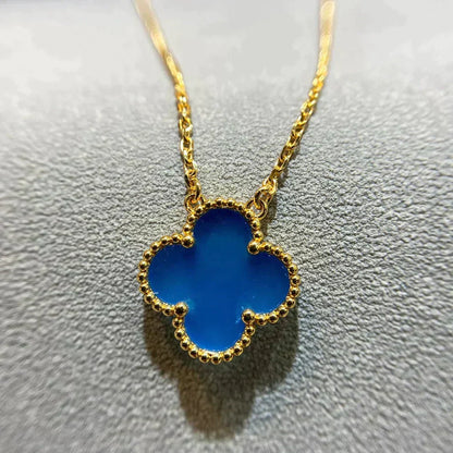 [Glow Muse]CLOVER 15MM BLUE AGATE NECKLACE
