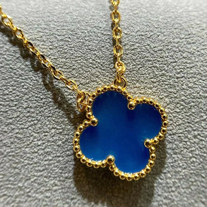 [Glow Muse]CLOVER 15MM BLUE AGATE NECKLACE