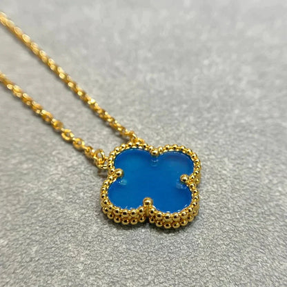 [Glow Muse]CLOVER 15MM BLUE AGATE NECKLACE